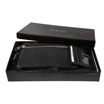 Coffret cadeau Leonardo Verrelli en cuir : 1 pochette de sac à main + 1 porte-cartes - Livraison offerte