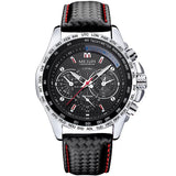 Montre homme à Quartz avec bracelet en cuir - Livraison offerte