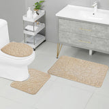 Lot de 3 pièces de salle de bain (1 tapis de douche + 1 tapis de toilette + 1 dessus d’abattant de toilette) - livraison offerte