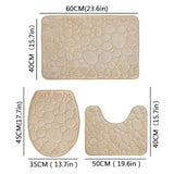 Lot de 3 pièces de salle de bain (1 tapis de douche + 1 tapis de toilette + 1 dessus d’abattant de toilette) - livraison offerte