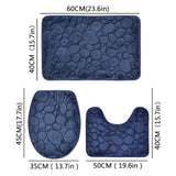 Lot de 3 pièces de salle de bain (1 tapis de douche + 1 tapis de toilette + 1 dessus d’abattant de toilette) - livraison offerte