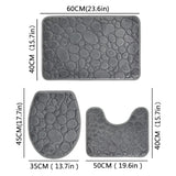 Lot de 3 pièces de salle de bain (1 tapis de douche + 1 tapis de toilette + 1 dessus d’abattant de toilette) - livraison offerte