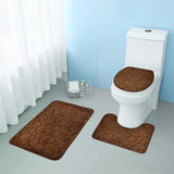 Lot de 3 pièces de salle de bain (1 tapis de douche + 1 tapis de toilette + 1 dessus d’abattant de toilette) - livraison offerte